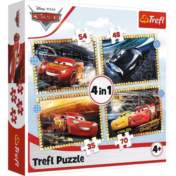 PUZZLE 4W1 TREFL DO STARTU,GOTOWI START! CARS 3