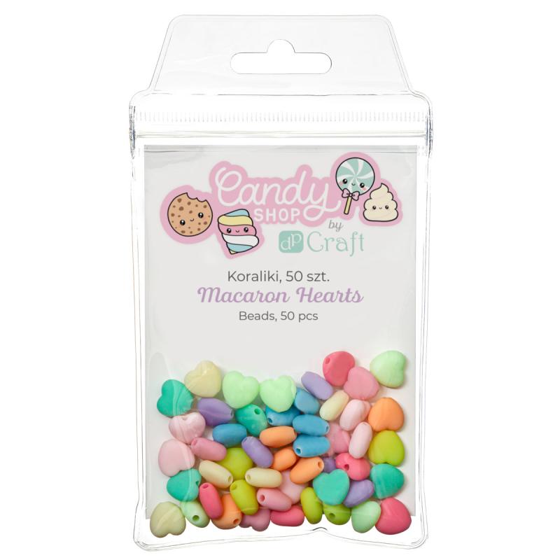 KORALIKI AKRYLOWE, 50 SZT. - MACARON HEARTS