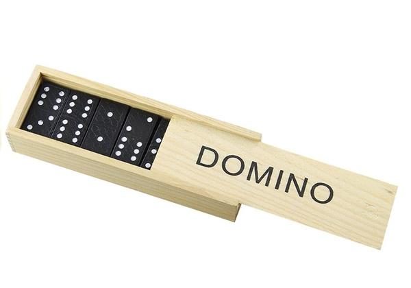 GRA DOMINO W DREWNIANYM PUDEŁKU 28 ELEMENTÓW