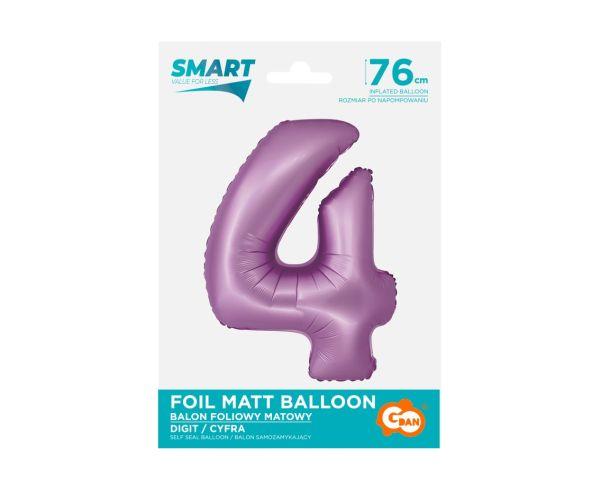 BALON FOLIOWY SMART CYFRA 4 LAWENDA MAT 76CM