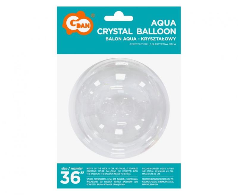 BALON AQUA KRYSZTAŁOWY BEZ NADRUKU 36CALI