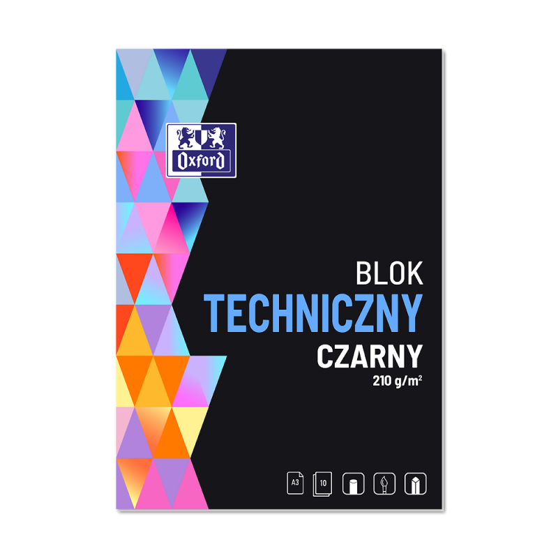 BLOK TECHNICZNY A3/10 CZARNY OXFORD 225G