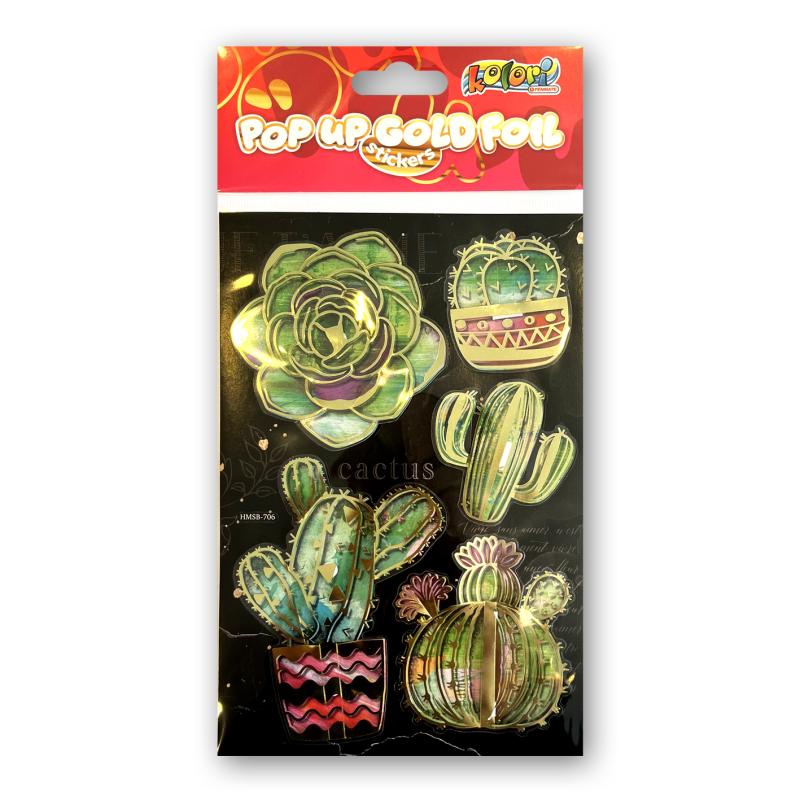 NAKLEJKI GOLD FOIL HMBS-706 CACTI PENMATE KOLORI