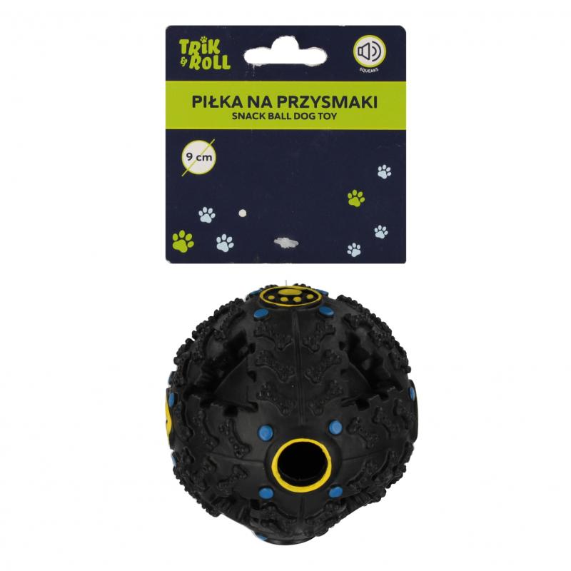ZABAWKA DLA PSA PIŁKA SMACZEK DŹWIĘK CZARNA 9CM TRIK