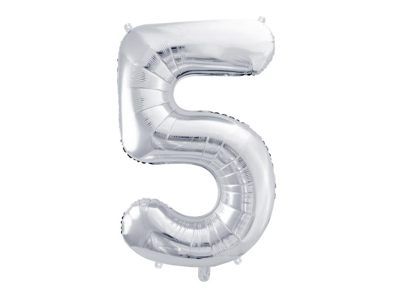 BALON FOLIOWY 5 86CM SREBRNY