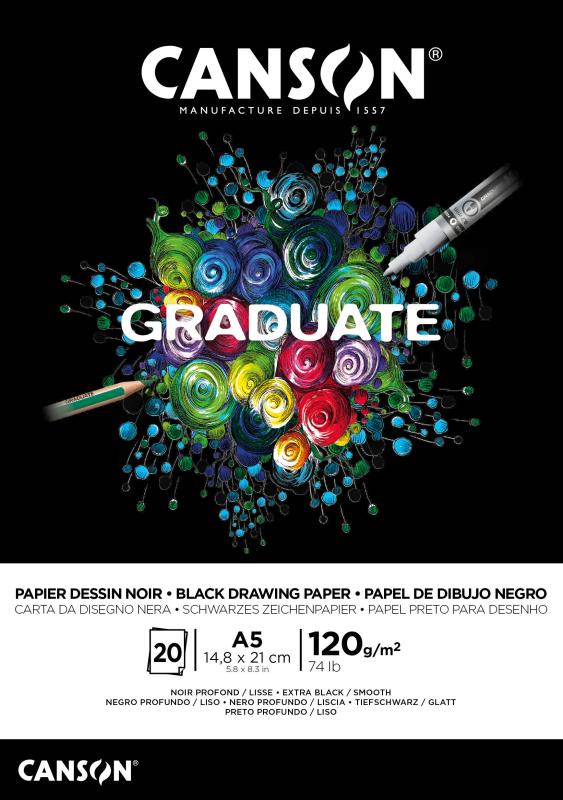 BLOK SZKICOWNIK CANSON A5/20 120G GRADUATE CZARNY