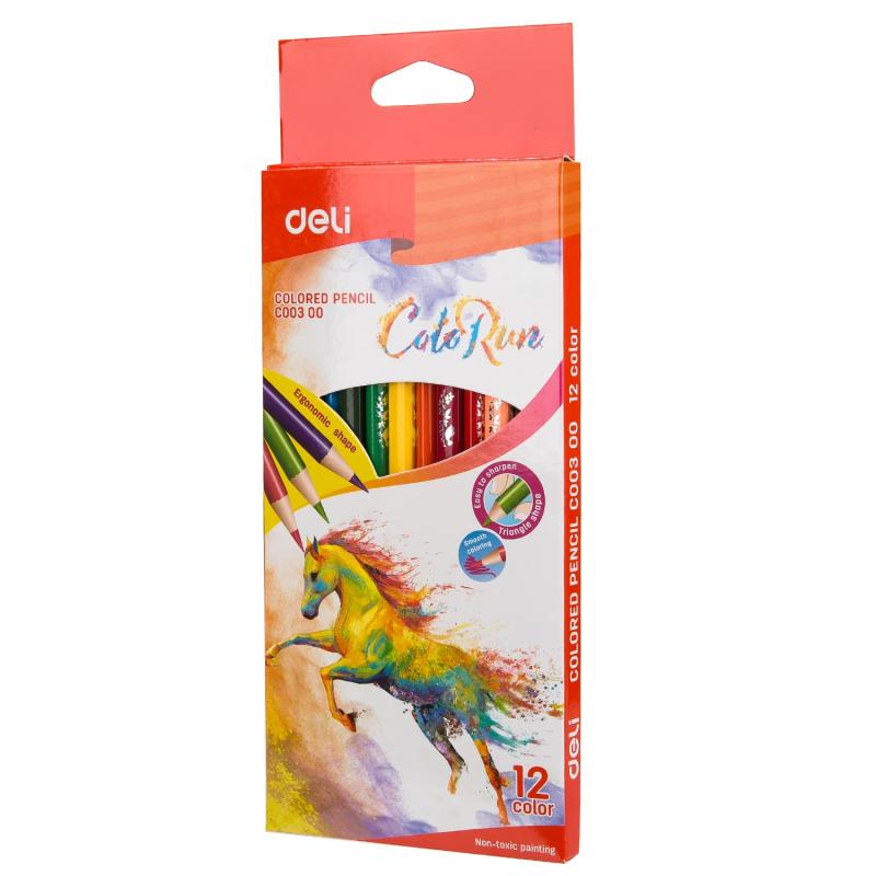 KREDKI 12 OŁÓWKOWE TRÓJKĄTNE COLORUN DELI