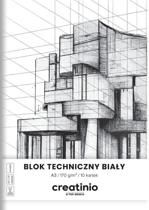 BLOK TECHNICZNY A3/10 BIAŁY TOP CREATINIO 170G