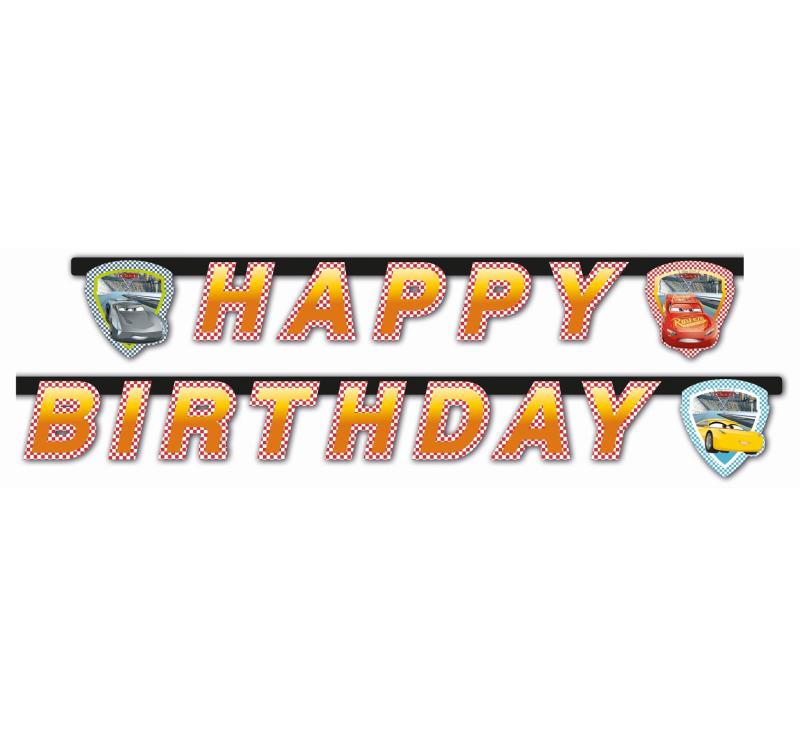 BANNER CARS 3-HAPPY BIRTHDAY