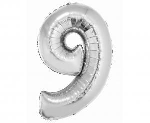 BALON FOLIOWY SMART CYFRA 9 SREBRNA 76CM