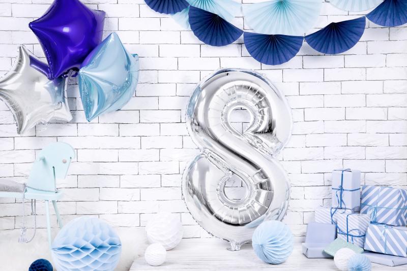 BALON FOLIOWY 8 86CM SREBRNY