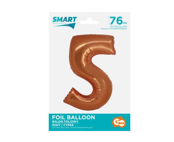 BALON FOLIOWY SMART CYFRA 5 MIEDZIANA 76CM