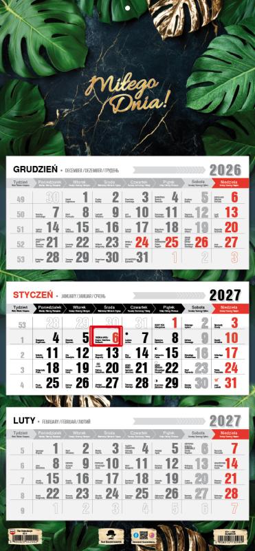 KALENDARZ TRÓJDZIELNY KT-1 PŁASKA GŁÓWKA 2027