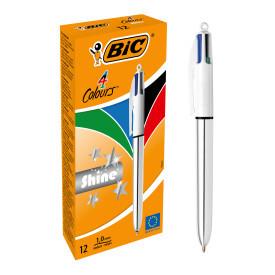 DŁUGOPIS BIC 4-KOL COLOURS SHINE SILVER A12