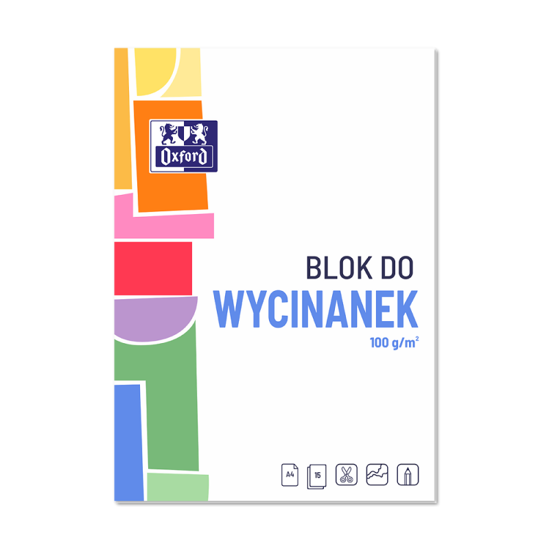 BLOK PAPIERÓW KOLOROWYCH OXFORD A4 10+5K 100G WYCINANKA