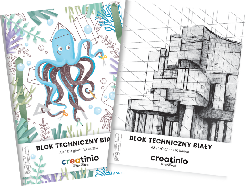 BLOK TECHNICZNY A3/10 BIAŁY TOP CREATINIO 170G