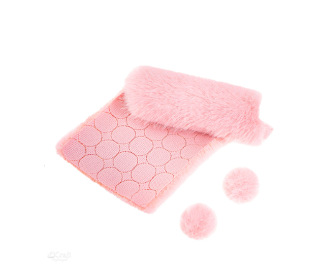 POMPONY FUTERKOWE NA TAŚMIE JASNY RÓŻ 3CM 50SZT BZ