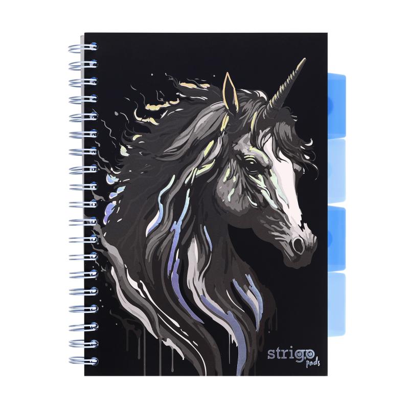 KOŁOZESZYT B5/100# UNICORN CZARNY 80G STRIGO