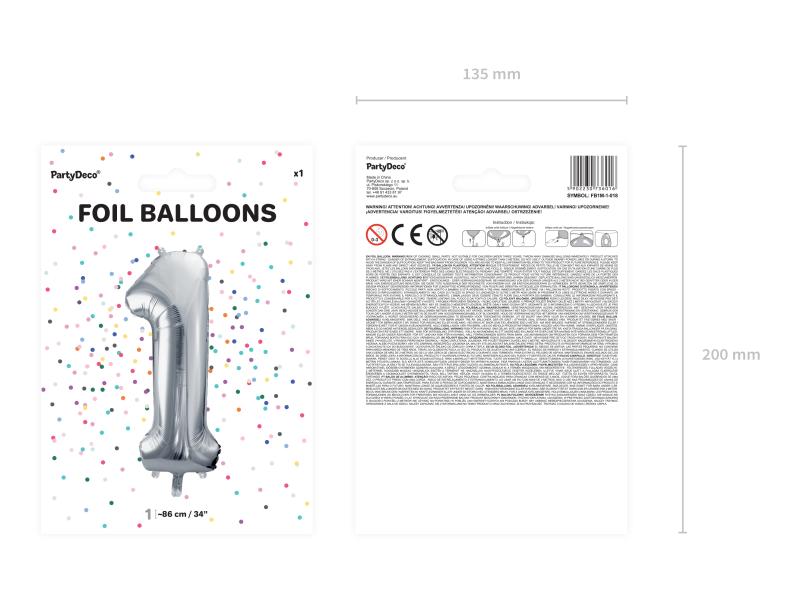 BALON FOLIOWY 1 86CM SREBRNY