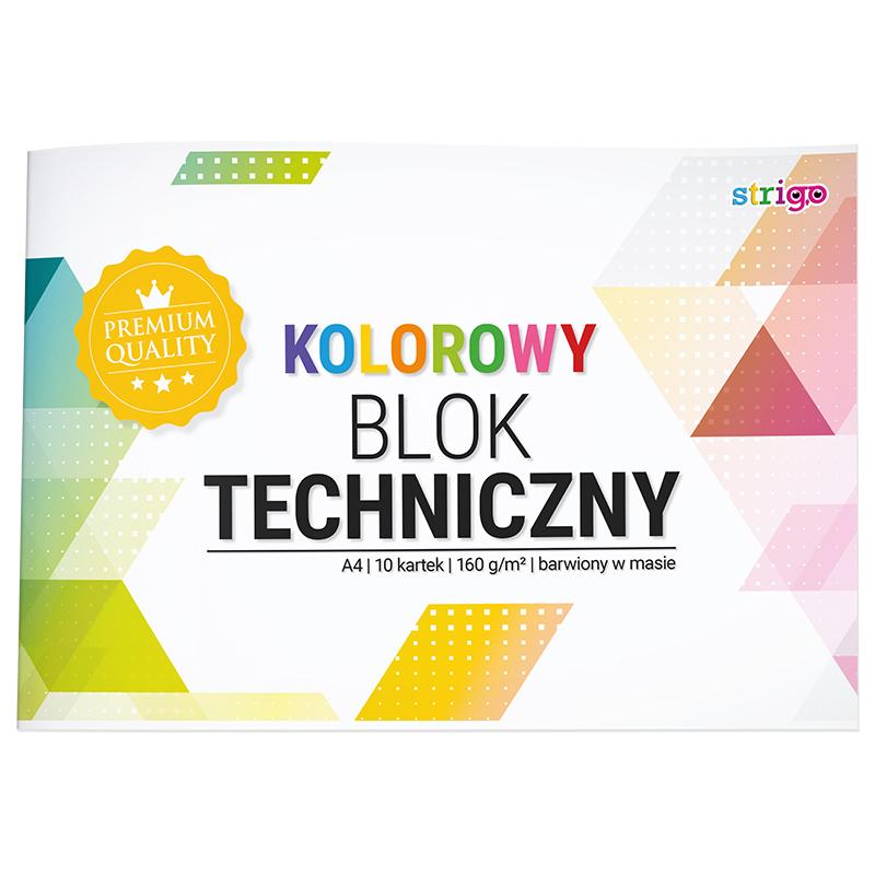 BLOK TECHNICZNY A4 10K 160G KOLOROWY BARWIONY W MASIE