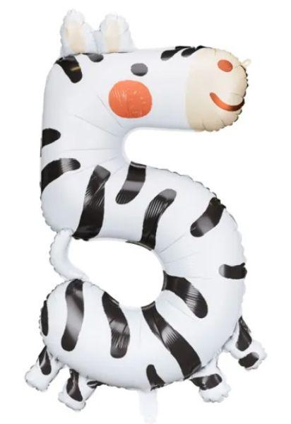 BALON FOLIOWY '5' ZEBRA 68X98CM MIX