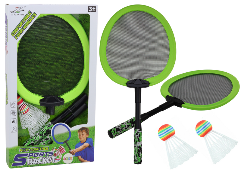ZESTAW 2 RAKIETEK DO BADMINTONA PALETKI 2 LOTKI BADMINTON ZIELONY