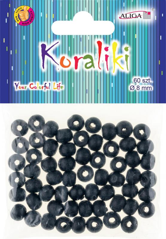 KORALIKI DREWNIANE PJ-8472 CZARNE 8MM A60