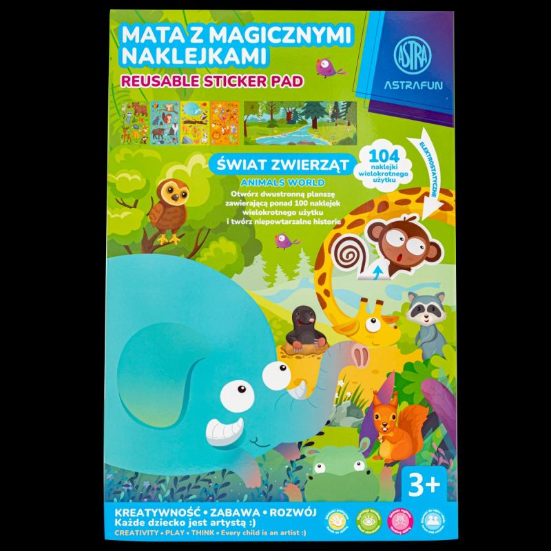 ZESTAW NAKLEJEK WIELOKROTNEGO UŻYTKU W TECZCE XL ASTRAFUN - Jednorożec