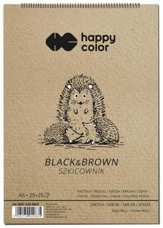 SZKICOWNIK NA SPIRALI BLACK&BROWN 80G