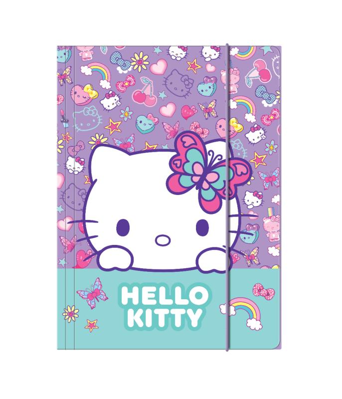 TECZKA KARTONOWA A4 Z GUMKĄ - WZÓR 1 - PINK 1 HELLO KITTY