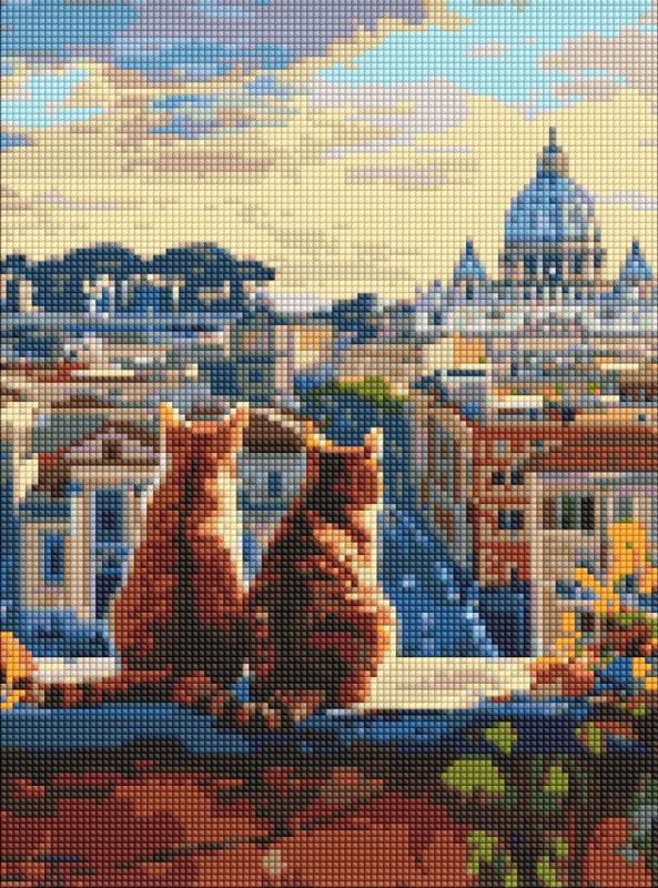 ZESTAW DO MOZAIKI DIAMENTOWEJ BEZ RAMY KOTY W RZYMIE 30X40CM