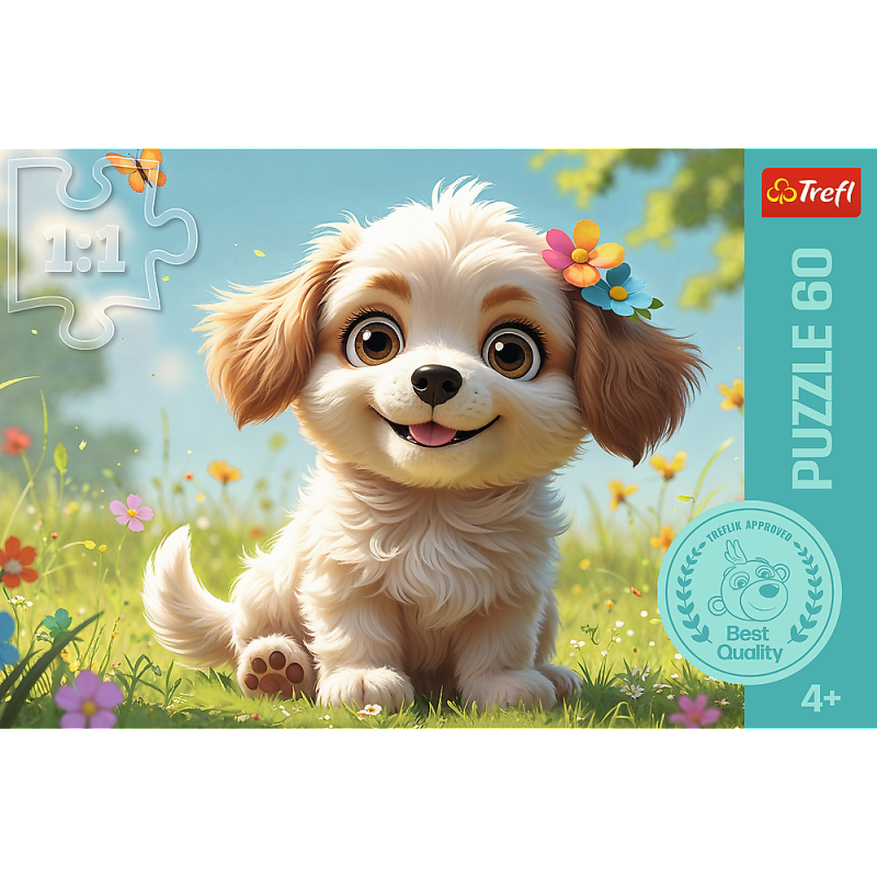 PUZZLE 60 TREFL SZCZENIAKIEM BYĆ RODZINA TREFLIKÓW