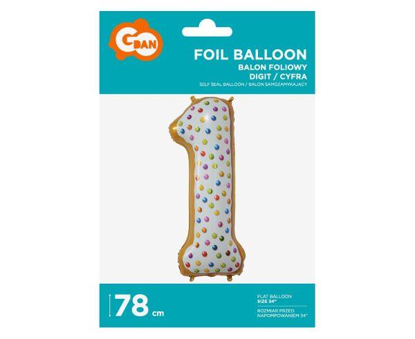 BALON FOLIOWY '1' CIASTECZKO 78CM