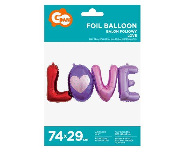 BALON FOLIOWY LITERY LOVE, 74 CM