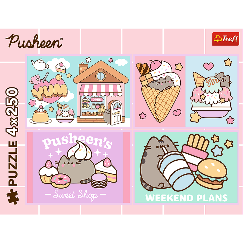PUZZLE 4X250 TREFL POZNAJCIE PUSHEENA
