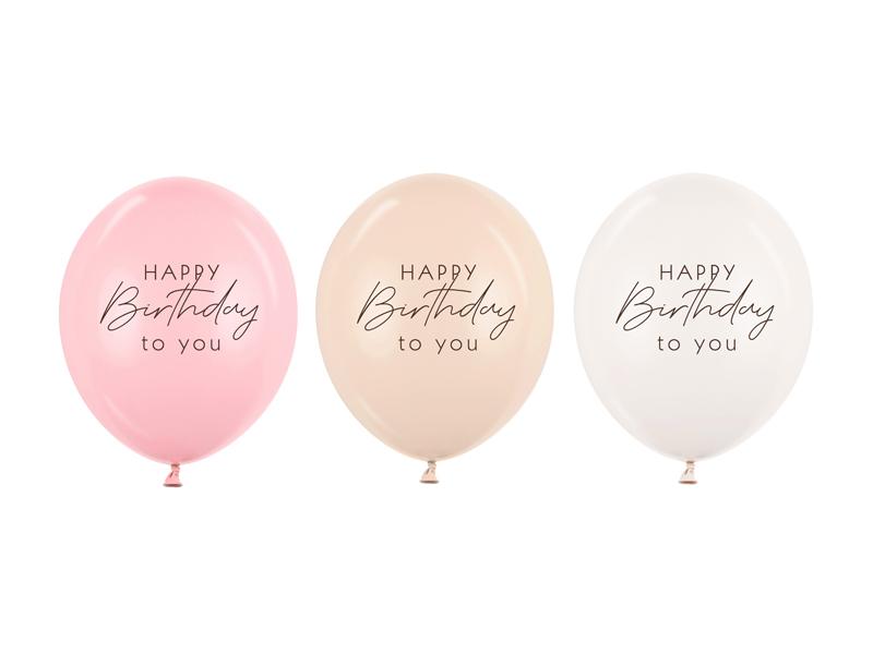 BALONY 30CM HAPPY BIRTHDAY MIX RÓŻOWY
