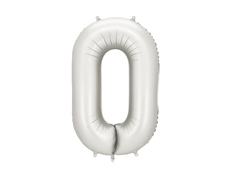 BALON FOLIOWY CYFRA 0 SREBRNY 86CM