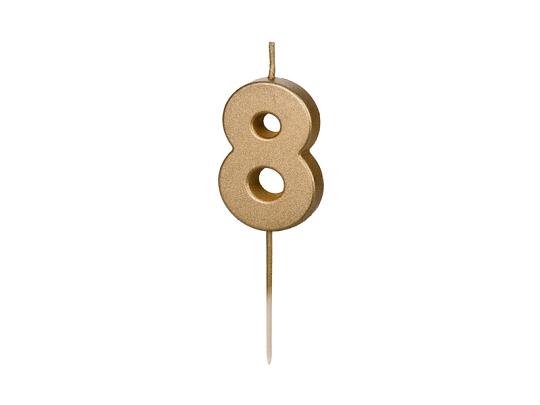 ŚWIECZKA 8 CYFERKA 4.5CM ZŁOTA