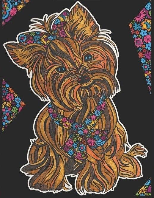 KOLOROWANKA WELWETOWA A4 YORKSHIRE TERRIER