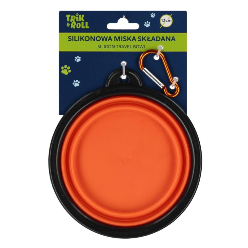 MISKA DLA ZWIERZĄT SKŁADANA SILIKONOWA POMARAŃCZOWA 13CM TRIK BC 48