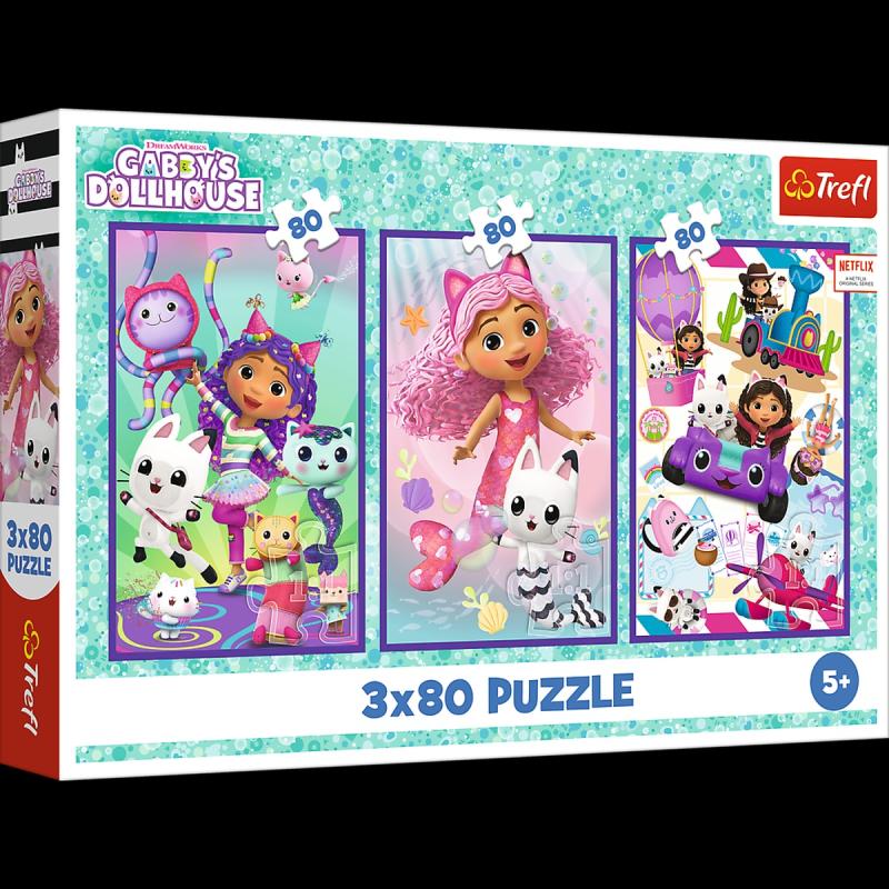 PUZZLE 3X80 TREFL KOLOROWE DNI GABBY