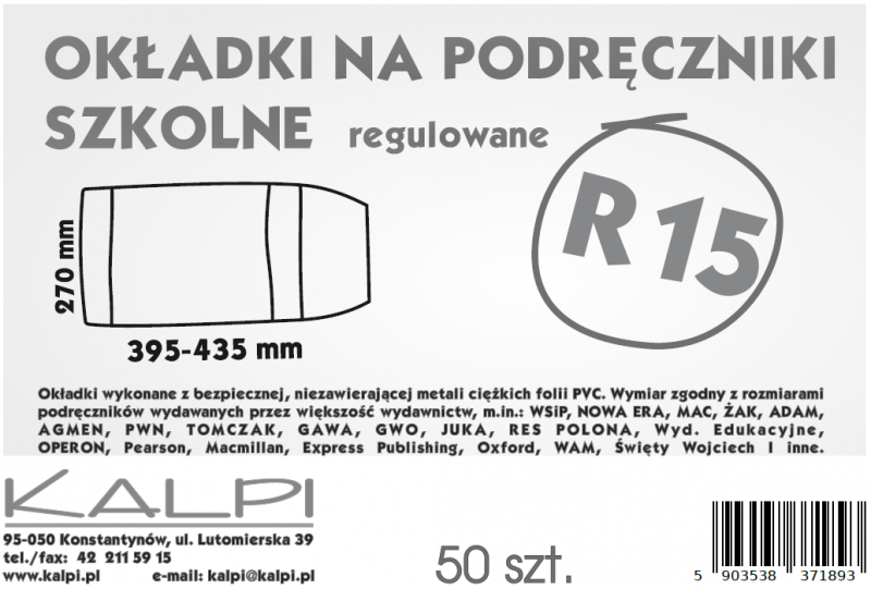 OKŁADKA R15 KALPI A/50 WYS 27,0 A/50