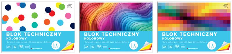 BLOK TECHNICZNY A4/20 KOLOROWY 180G INTERDRUK