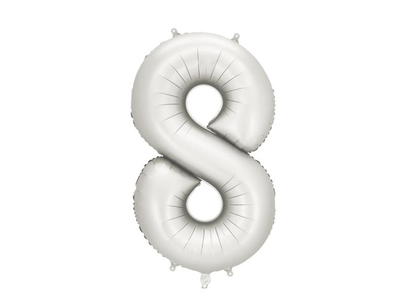 BALON FOLIOWY CYFRA 8 SREBRNY 86CM