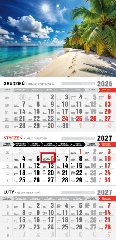 KALENDARZ TRÓJDZIELNY KTM JEDNOPLANSZOWY Z MAGNESEM 2027
