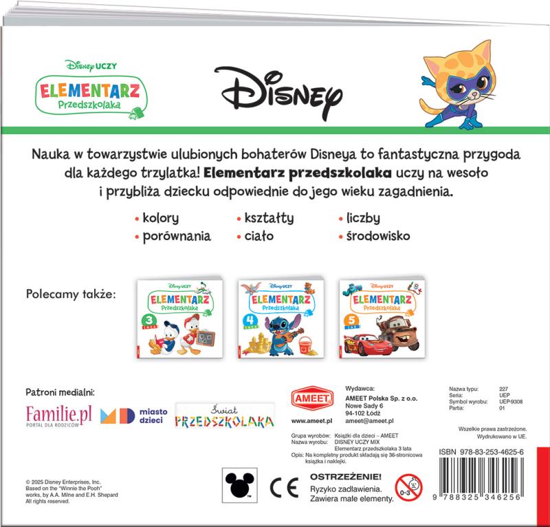 KSIĄŻECZKA DISNEY UCZY MIX. ELEMENTARZ PRZEDSZKOLAKA 3 LATA