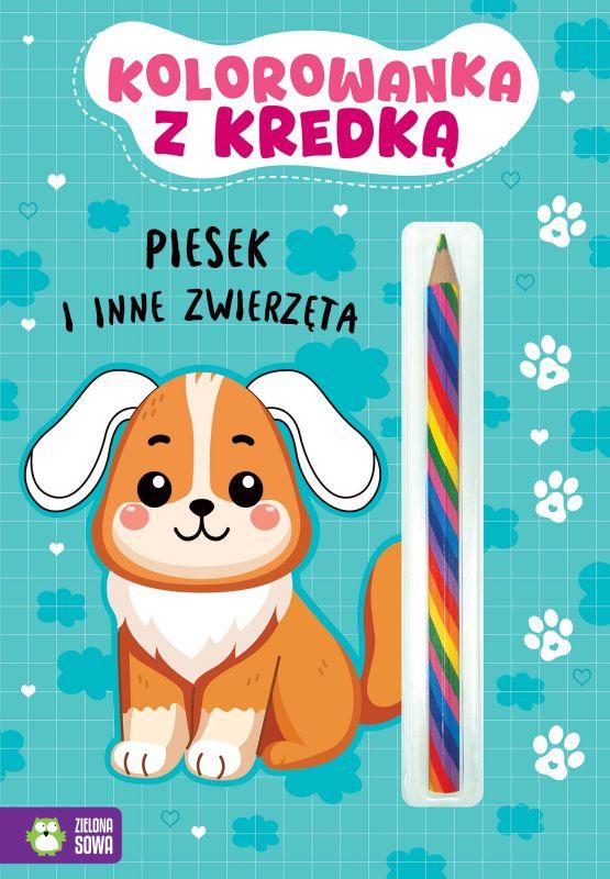 KSIĄŻECZKA KOLOROWANKA Z KREDKĄ. PIESEK