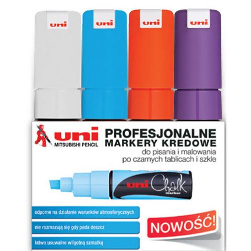 MARKER KREDOWY UNI PWE-8M 4 KOL (BIAŁY,J.NIEBIESKI,POMARAŃCZOWY,FIOLETOWY)