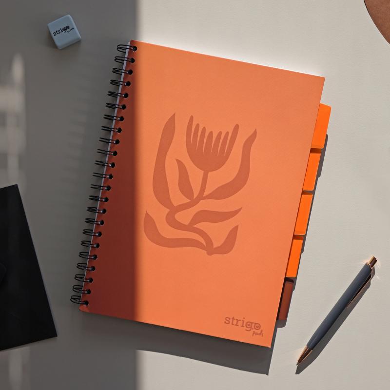 KOŁOZESZYT A4/100# FLORAL CEGLANY 80G STRIGO