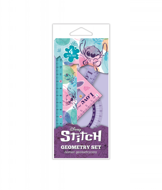 ZESTAW GEOMETRYCZNY 4 SZTUKI - STITCH PASTEL DISNEY FASHION